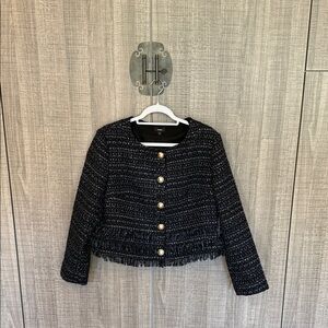Express‎ Tweed Fringe Novelty Button Blazer/Jacket